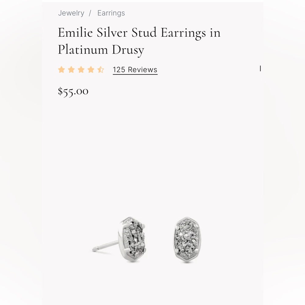 Kendra Scott Emilie Silver Stud Earrings in Platinum Drusy